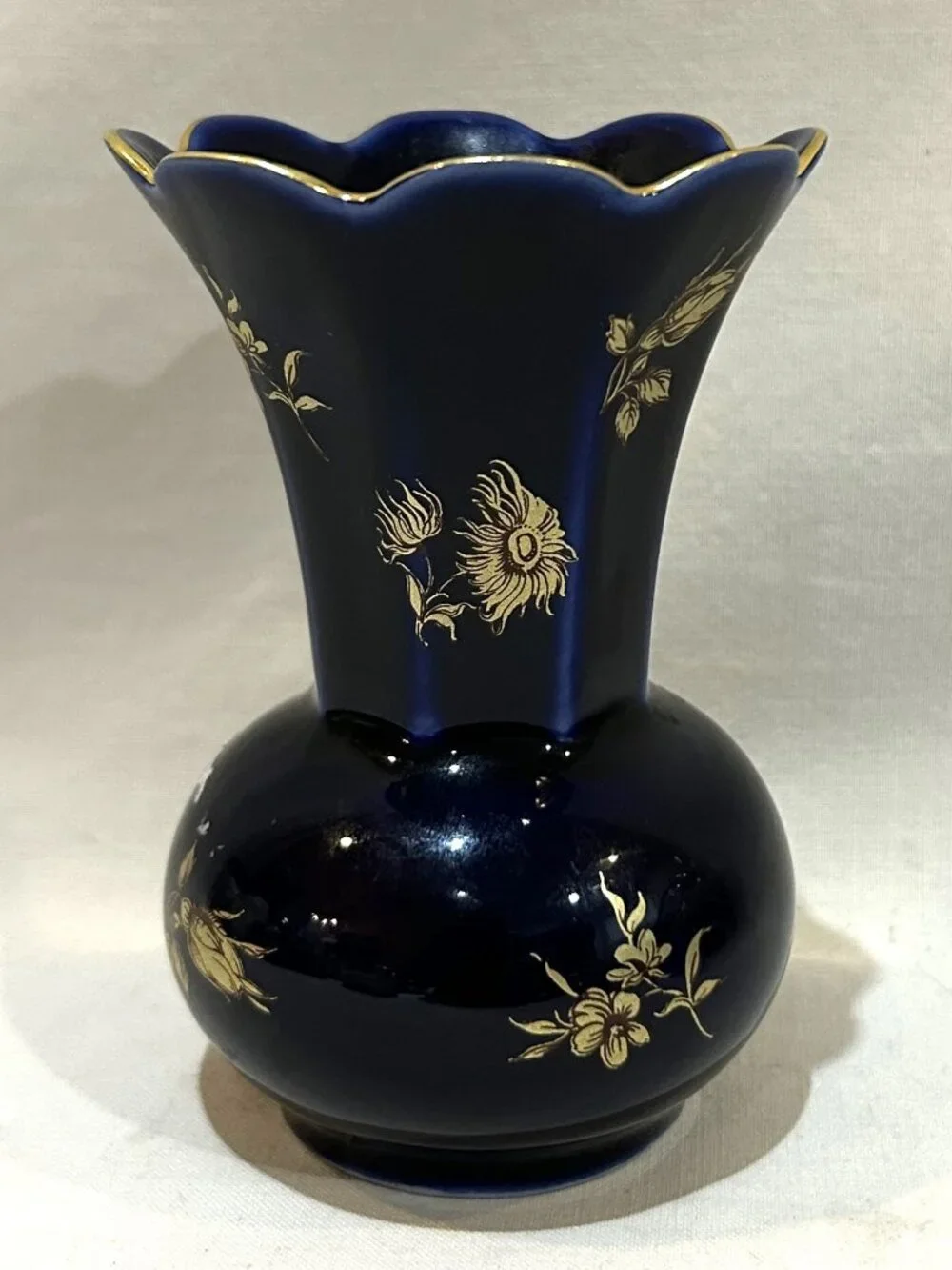 Cobalt Etch German Vase Bareuther Waldsassen Vintage